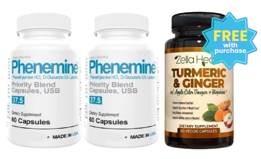 Two Pack of Phen Maximum Strength Appetite Suppressant and FREE Turmeric Bundle