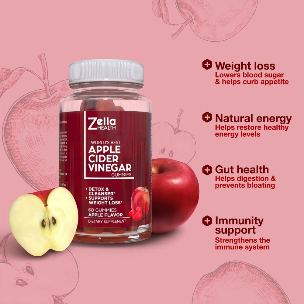 
                  
                    1 Bottle Apple Cider Vinegar Gummies, Immunity, Detox, Cleanse & Weight Control Supplement - Zella Health - 60 pieces
                  
                