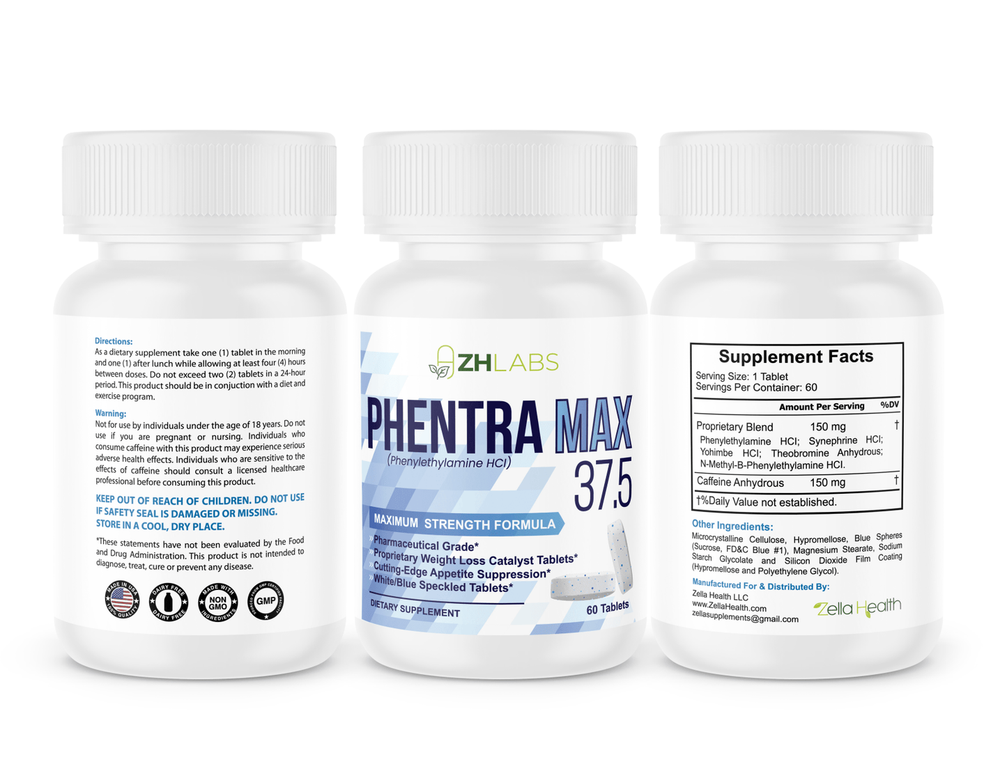 
                  
                    (1) Phentra MAX 37.5 White/Blue Speckled tablets 60
                  
                