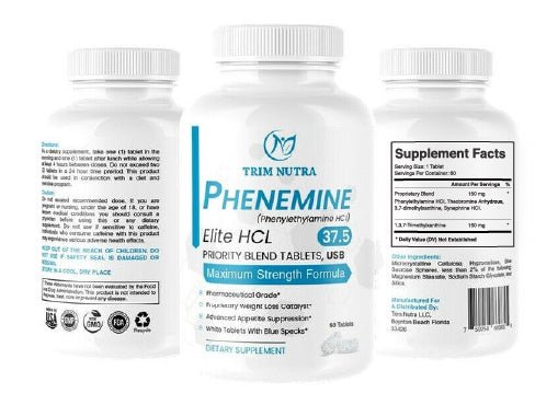 
                  
                    3 Bottles Phenemine Elite 37.5 white/blue Speckled tablets 60 x 3
                  
                