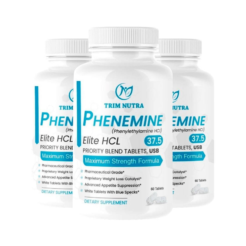 3 Bottles Phenemine Elite 37.5 white/blue Speckled tablets 60 x 3