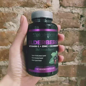 
                  
                    Load and play video in Gallery viewer, Elderberry - with Zinc, Vitamin C, and Echinacea - Supplement - Daily Immune Support - 180 Capsules - Zella Health, 2 Bottles
                  
                