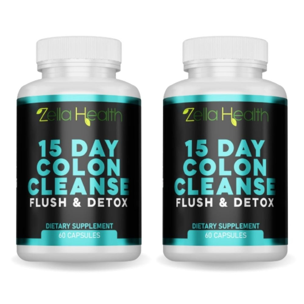 Colon Cleanse 15 Day Flush and Detox - 2 Month Supply 120 Veggie capsules, Supplement - Zella Health