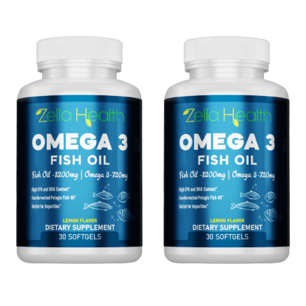 Omega 3 Fish Oil Sea Harvested Pelagic Fish Oil - Supplement - 2 Month Supply 120 Softgels by Zella Health