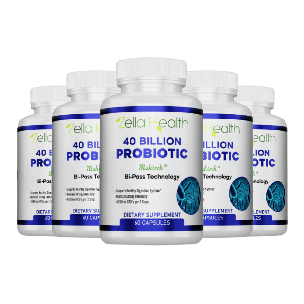 
                  
                    Probiotic 40 Billion CFU's w/ Maktrek Supports Healthy Digestion 5 Month Supply 300 Capsules Zella Health
                  
                