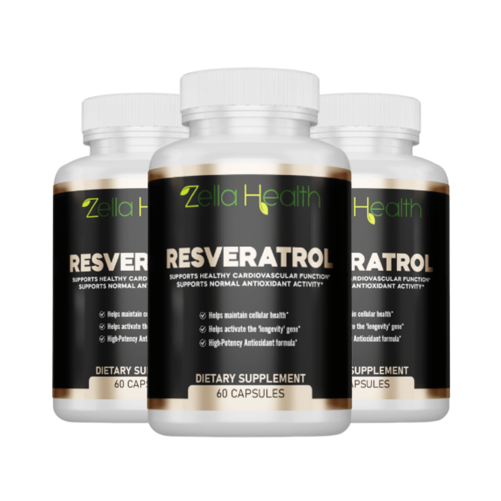 
                  
                    Resveratrol 600mg Per Serving- Max Strength - Supplement - 3 Month Supply 180 Capsules, Zella Health
                  
                