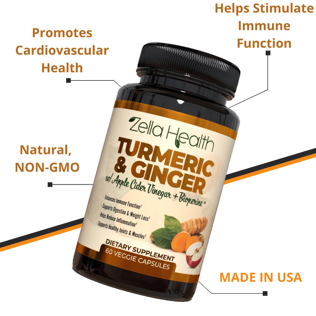 
                  
                    Turmeric Curcumin with Ginger, Apple Cider Vinegar, Bioperine, Natural Immune Support - Supplement - 60 Veggie Capsules - Zella Health
                  
                