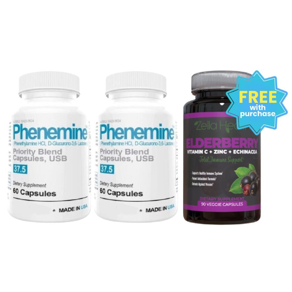 Two Pack of Phen Maximum Strength Appetite Suppressant and FREE Elderberry Bundle