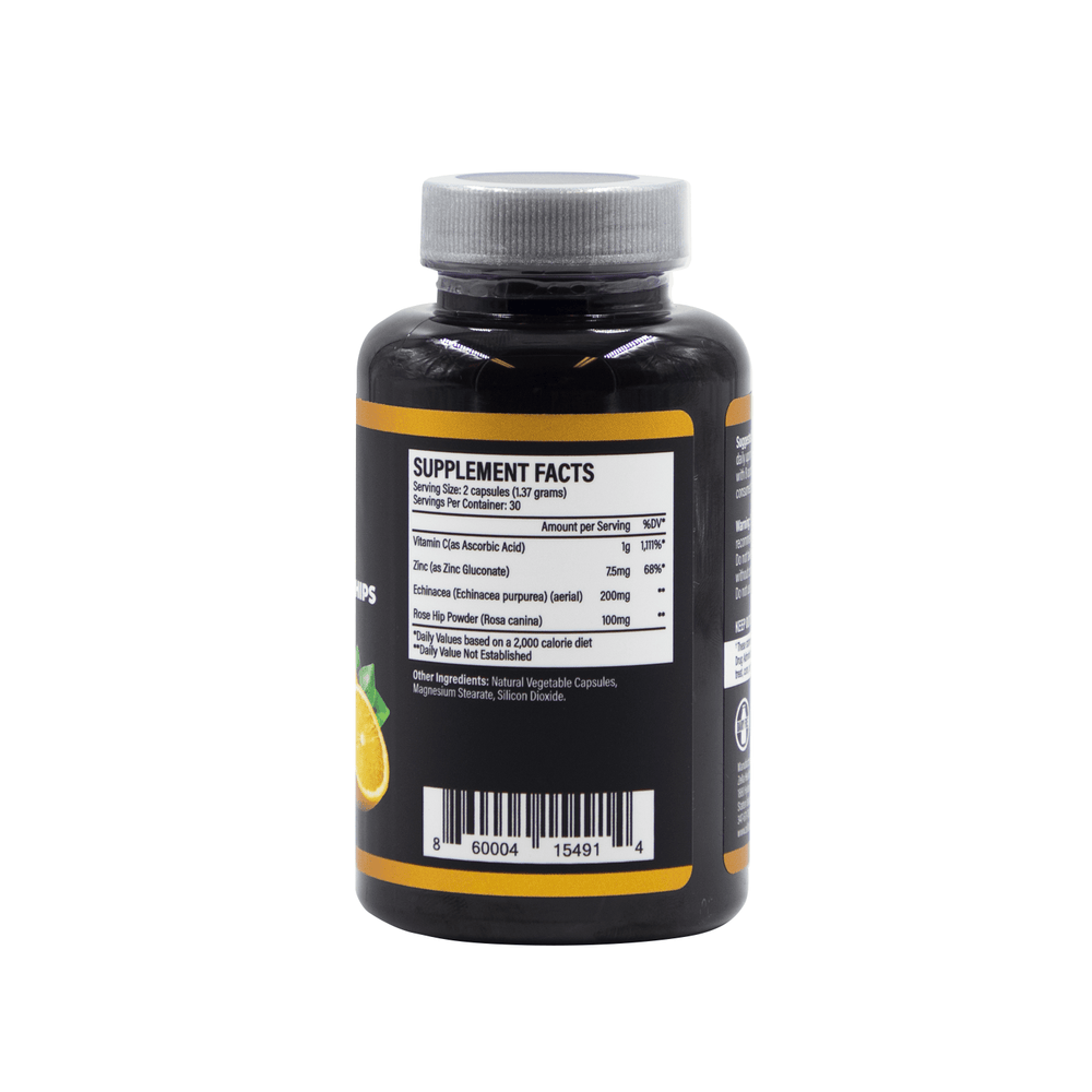 
                  
                    Vitamin C 1000mg + Zinc + Echinacea + Rose Hips - Total Immune Support - Supplement -  4 Month Supply 240 Veggie Capsules - Zella Health
                  
                