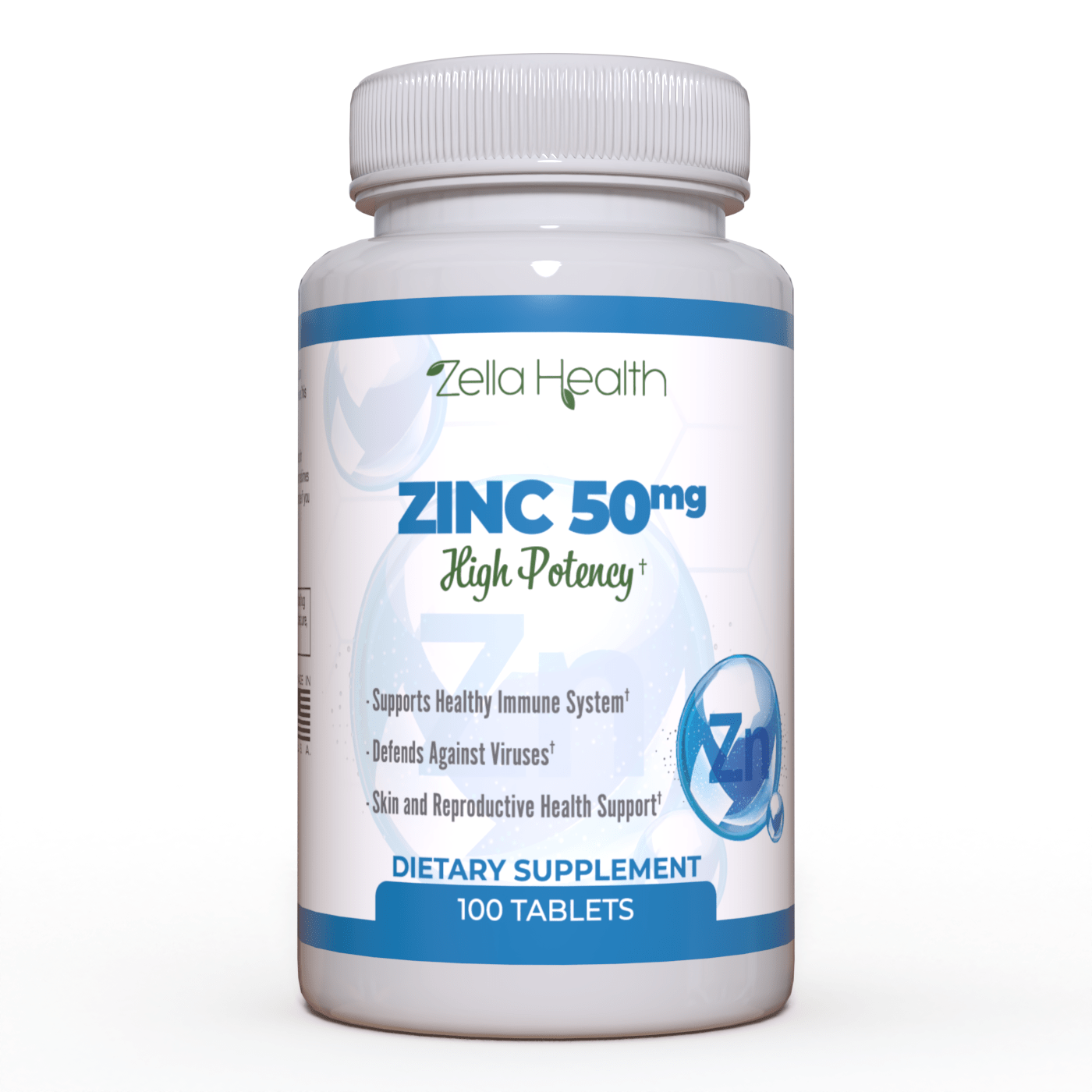
                  
                    Zinc 50 MG - (óxido / citrato) de alta potencia - Sin OMG, 100 tabletas veganas - Suplemento - Zella Health
                  
                